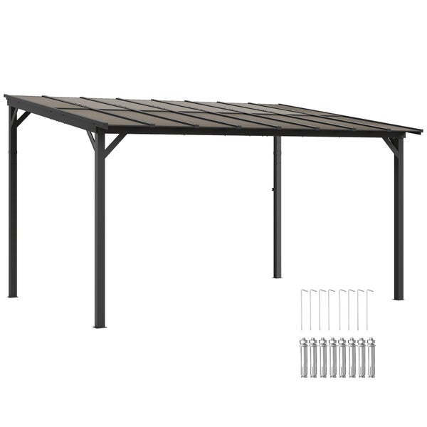 Aluminium Carport in Anthrazit mit Polycarbonat Dacheindeckung und Montagematerial.