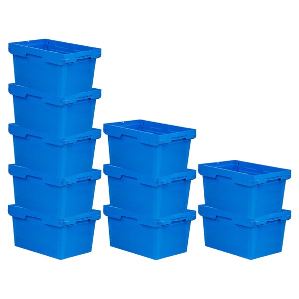 PROREGAL Mega Deal 10x Conical Mehrweg-Stapelbehälter Blau HxBxT 32,3 x 40 x 60cm 58 Liter Lagerbox  Eurobox  Transportbox  Transportbehälter