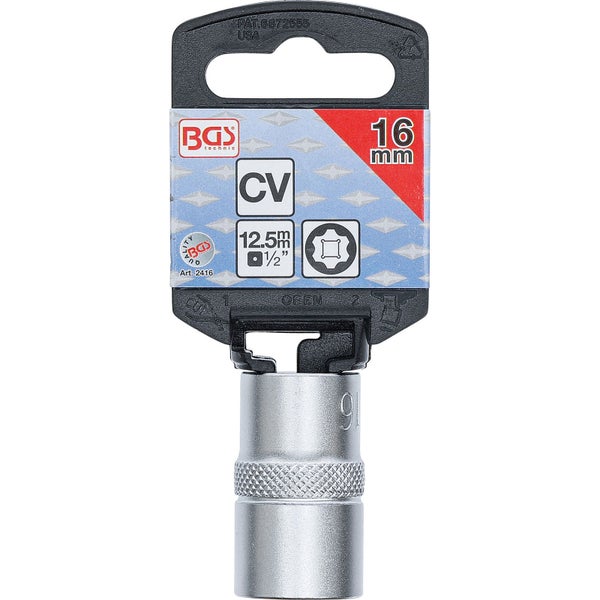 BGS Steckschlüssel-Einsatz Super Lock Antrieb Innenvierkant 12,5 mm (1/2) SW 16 mm - 2416