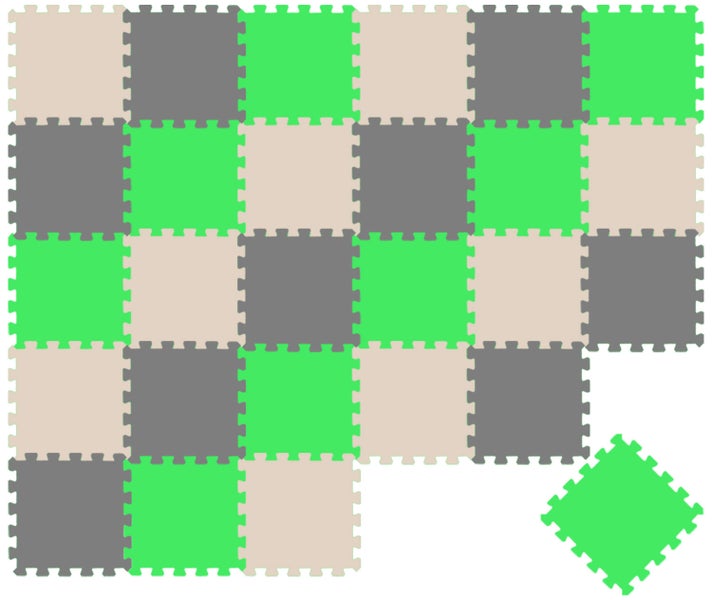 Ineinandergreifende Bodenmatten aus Schaumstoff in verschiedenen Farben, Schutzmatten-Set mit Puzzle-Verbindung.