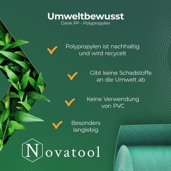 Novatool PREMIUM PP 260m Zaunsichtschutzrollen Grün für Doppelstabmattenzaun für 100 Reihen Sichtschutzstreifen Zaun Gittermattenzaun Sichtschutzstreifen langlebig & witterungsbeständig