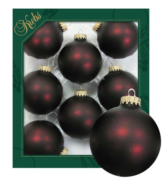 Schweizer Schokolade 7cm Glaskugeln uni, 8 Stck., Weihnachtsbaumkugeln, Christbaumschmuck, Weihnachtsbaumanhänger