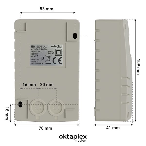 Oktaplex Bela Dämmerungsschalter Außen mit Timer IP65 230V grau-weiß
