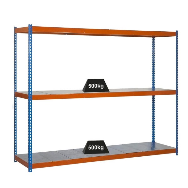 PROREGAL Schwerlastregal Metal Beast Three HxBxT 200 x 240 x 90 cm Fachlast 400 kg Blau-Orange