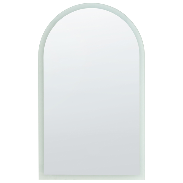 Wandspiegel mit Rundbogen und einem Rahmen aus mattiertem Glas.