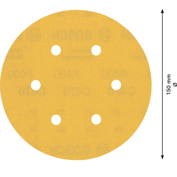 Bosch 50x Expert C470 Schleifpapier mit 6 Löchern für Exzenterschleifer 150 mm G 400 - 2608900925