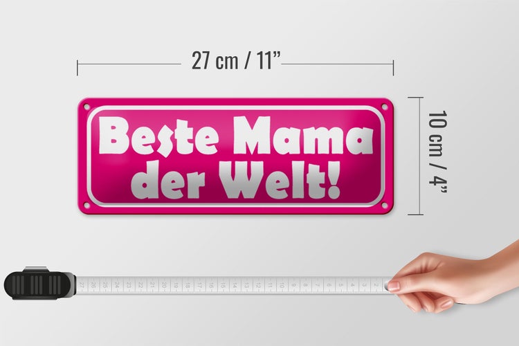 Blechschild Spruch 27x10cm Beste Mama der Welt Dekoration