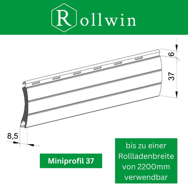 Rollwin ROLLADEN ALU MINI 37 Silber Fertigmaß 100 x 130 cm (BxH) Rolladenpanzer mit Rollladendämmung Rollladenpanzer Rollladenfenster Rollladentür Rollladen DEUTSCHE Produktion zum Einbauen