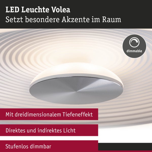 Dimmbare LED Deckenleuchte Volea mit dreidimensionalem Tiefeneffekt für direktes und indirektes Licht.