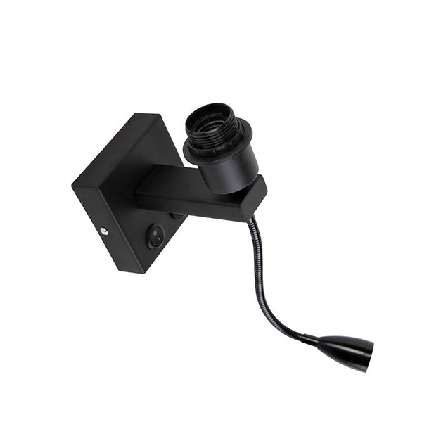 Schwarze Wandleuchte mit flexiblem Arm und E27 Fassung