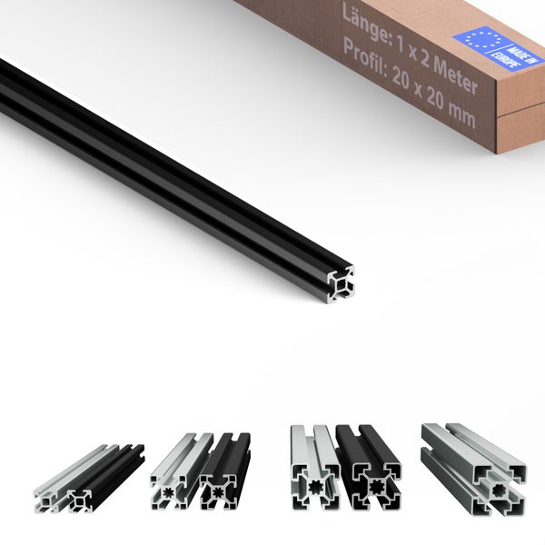 Aluminiumprofil, Länge 1 x 2 Meter, Profil 20 x 20 Millimeter