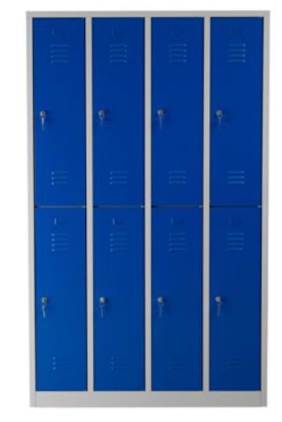 PROREGAL Garderobenspind Camel 8-Fächer HxBxT 195 x 117 x 50 cm Zylinderschloss Grau-Blau