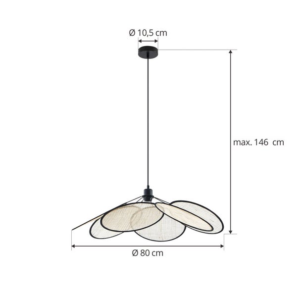 Lindby Pendelleuchte Astraia (Landhaus, Vintage Rustikal) aus Textil (1 flammig E27) - Deckenlampe Esstischlampe Hängelampe Hängeleuchte Wohnzimmerleuchte