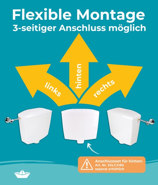 Calmwaters®  Spülkasten Premium, Made in EU, wassersparend, 2-Mengen-Spülung, Aufputz Spülkasten, flexible Montage, 29HB2723