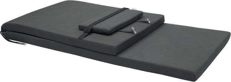 Liegenauflage in Anthrazit für Gartenliegen mit integriertem Kopfkissen und Halteband.