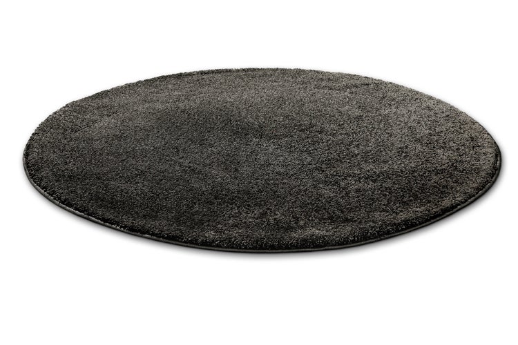 Runder Hochflor-Teppich Shaggy in Anthrazit