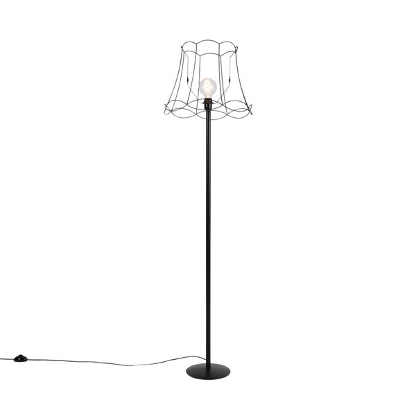 Stehlampe mit filigranem Lampenschirm und rundem Fuß