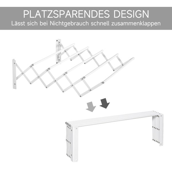HOMCOM Wandtrockner, 63,5 x 60 x 20 cm, Metall, Weiß