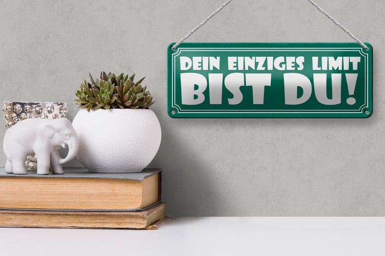 Blechschild Spruch 27x10cm dein einziges Limit bist Du Dekoration