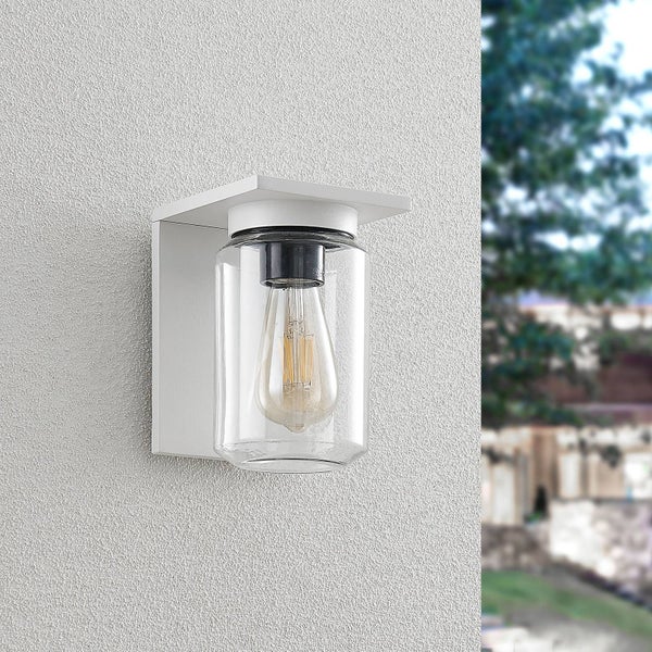Lucande Wandleuchte außen Semka (spritzwassergeschützt (Modern) in Weiß aus Aluminium (1 flammig, E27) - Außenwandleuchten Wandlampe Led Außenlampe Outdoor für Außenwand/Hauswand Haus