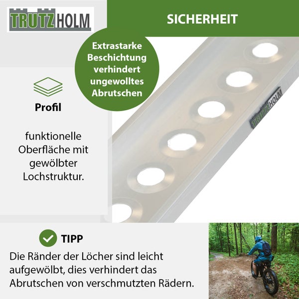 TRUTZHOLM 1 x Alu Auffahrschiene 194 cm Traglast 200 kg starr grau Auffahrrampe Verladerampe Rampe