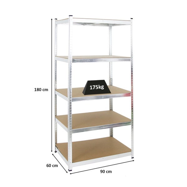 PROREGAL Schwerlastregal Ragnar HxBxT 180 x 90 x 60 cm Fachlast 175 kg Verzinkt