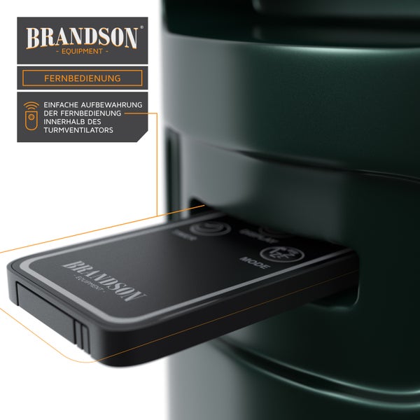 Brandson Turmventilator mit Fernbedienung, zuschaltbare Oszilation 60°, Standventilator, mobiler Lüfter, Säulenventilator, 96 cm, Ventilator