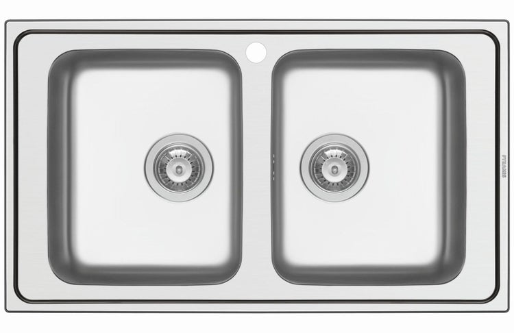Spüle mit zwei Becken aus Edelstahl