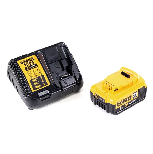 DeWalt Akku-Ladegerät DCB115 und DeWalt 18 Volt 4,0 Amperestunden Lithium-Ionen-Akku.
