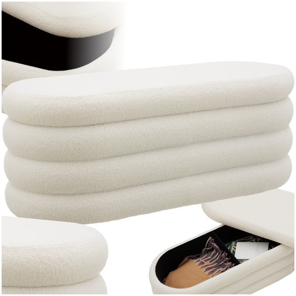 Polsterbank tectake Altu 110 x 45 x 42 cm mit Samt oder Bouclé Bouclé creme-weiß