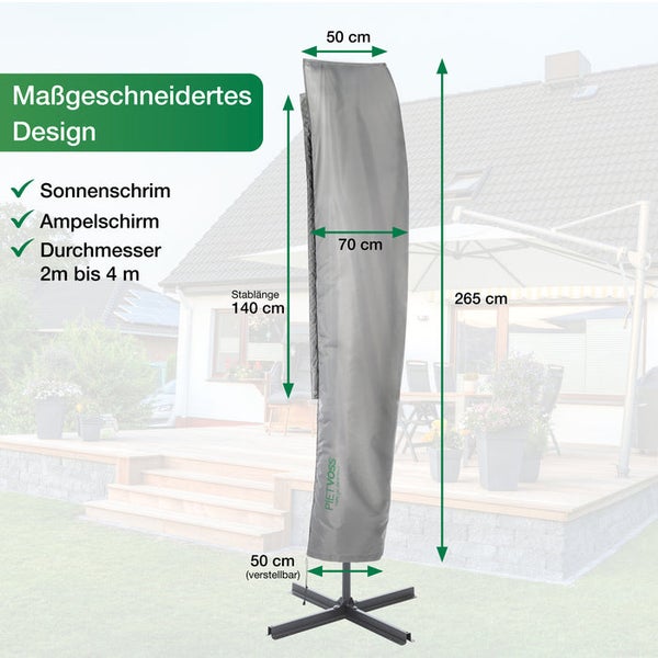 FLOORDIREKT Schutzhülle für Ampelschirm - aus Polyester - Inkl. Stab & Packtasche