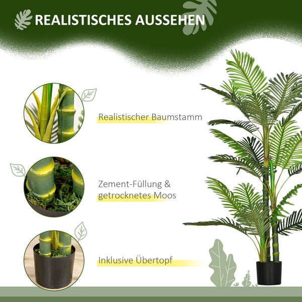 HOMCOM, Künstliche Pflanzen, Zimmerpflanze, 19,5L x 19,5B x 150H cm, PEVA, Grün