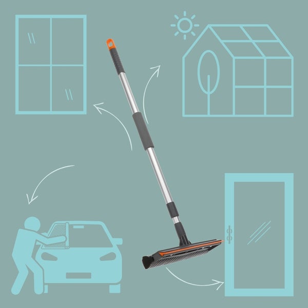 Fensterwischer mit Teleskopstiel zur Reinigung von Fenstern, Glasflächen und Autoscheiben