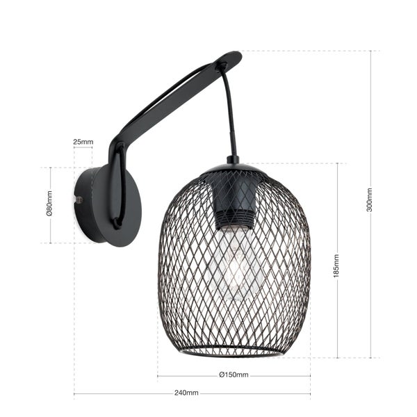 Wandleuchte Georgina 1xE27 Schwarz
