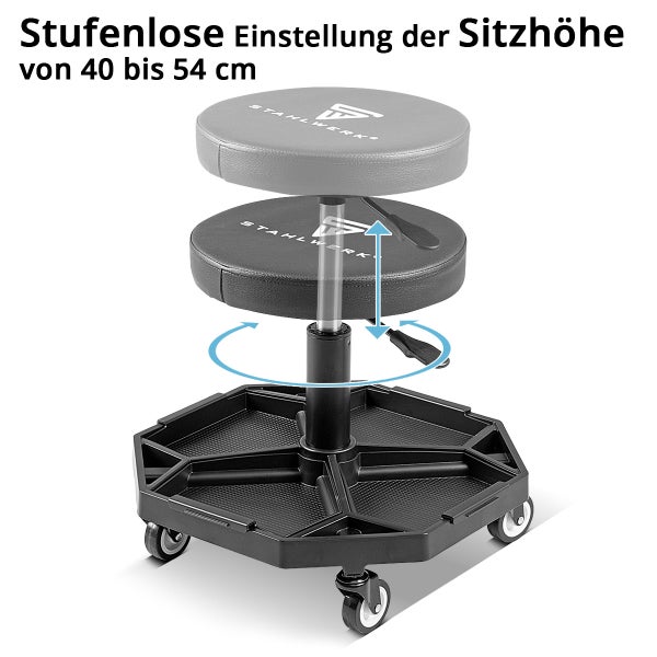 STAHLWERK Werkstatthocker WRH-136 ST bis 136 kg belastbar höhenverstellbar