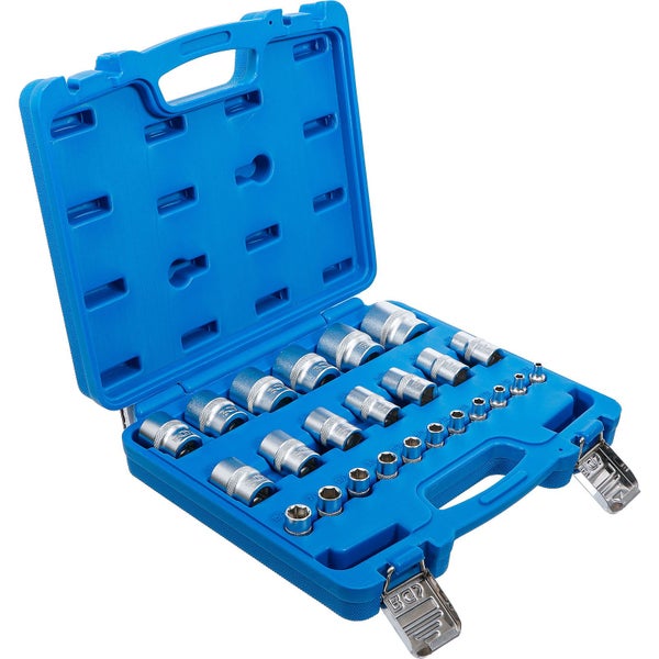 BGS Steckschlüssel-Einsatz-Satz Sechskant Antriebe Innenvierkant 6,3 mm (1/4), 12,5 mm (1/2) Zollmaße 24tlg. - 2246