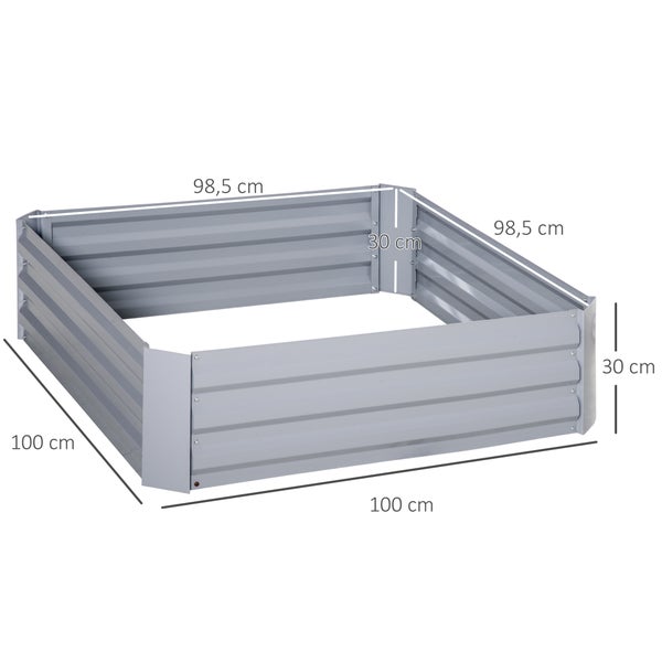 Outsunny Hochbeet, 100L x 100B x 30H cm, Stahl, grau
