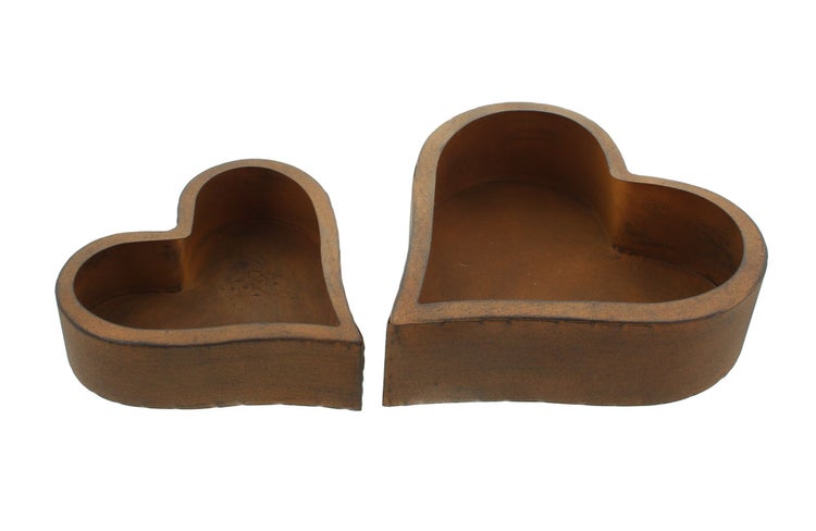 FRANK FLECHTWAREN | Pflanzer Rostherz, 2er Set, METALL, 18 x 5 x 17 cm, 23 x 6 x 23 cm
