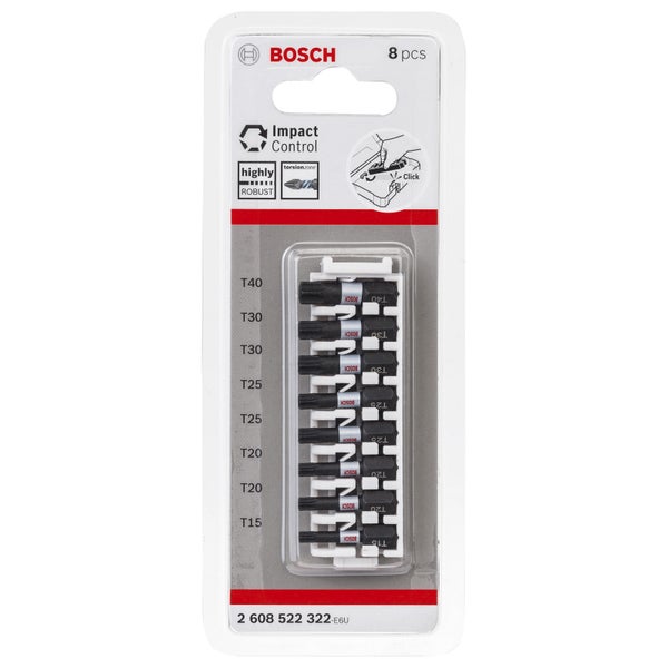 Bosch PRO Torx Impact Bit T15; T20(x2); T25(x2); T30(x2); T40 25 mm 8-tlg. - 2608522322