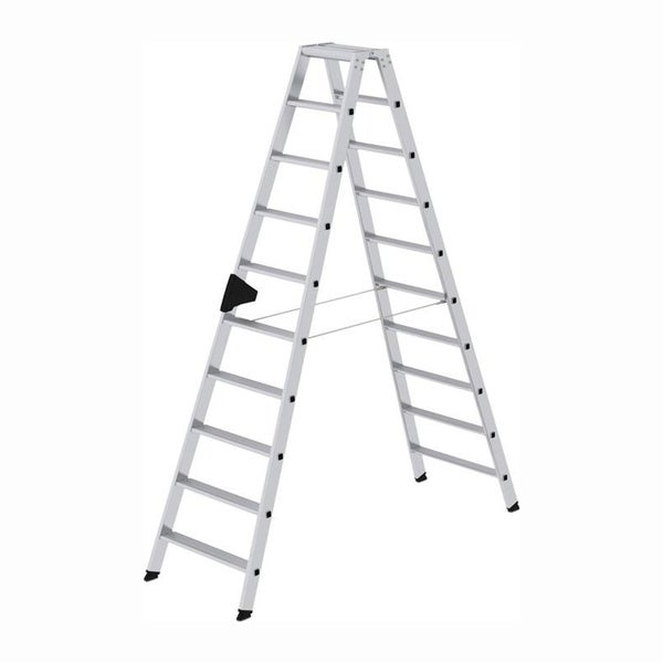 Beidseitig begehbare Aluminium Stufenstehleiter mit zehn Stufen für den professionellen Einsatz