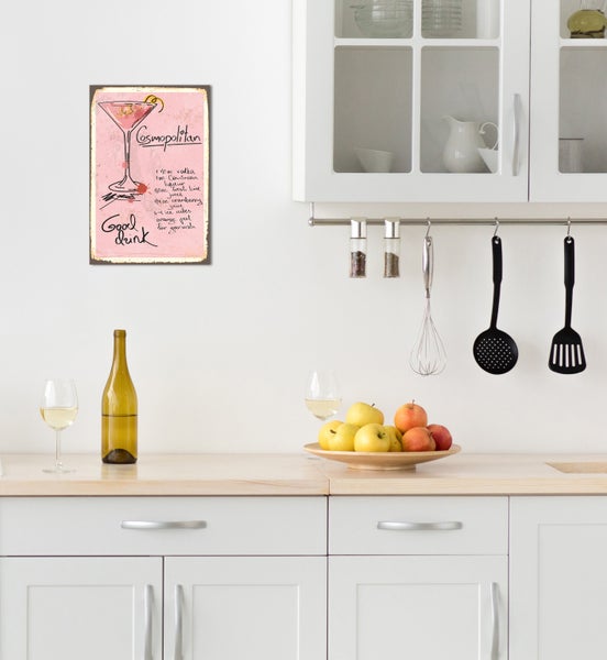 Blechschild | Cocktail Rezept | Outdoor Küche | Cosmopolitan | Stahlschild mit lustigen Sprüchen | Innen und Außen einsetzbar | Deko | STA1802, Format: 20x30cm
