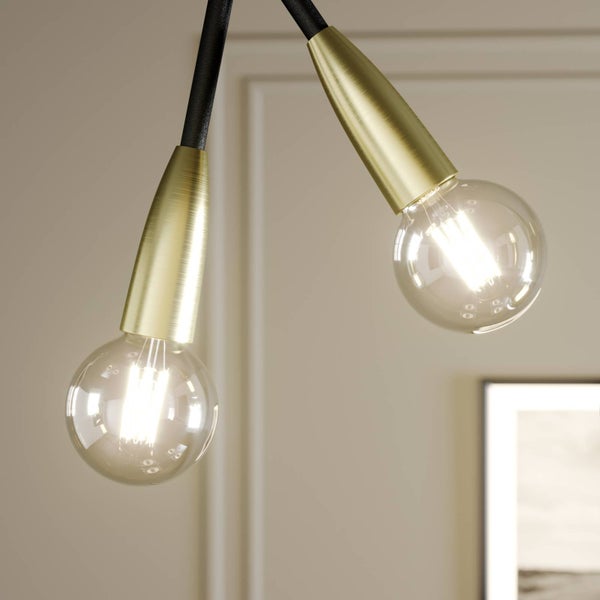 Nahaufnahme einer Lampe mit zwei Leuchten und Metallelementen