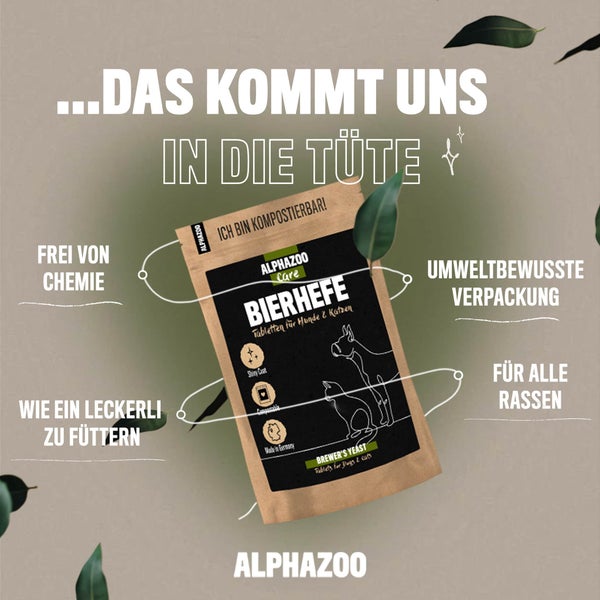ALPHAZOO Bierhefe Tabletten 180g für Hunde und Katzen I Glänzendes Fell und vitale Haut