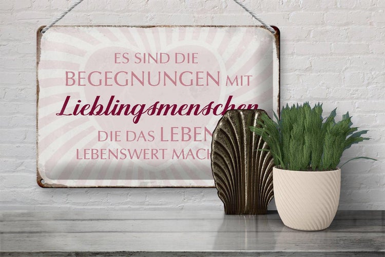 Blechschild Spruch 30x20cm Lieblingsmenschen Leben