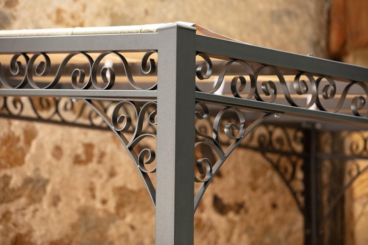 Pergola ELEO Elba 2 x 3 m schwarz - pulverbeschichtet | mit Sonnensegel ecru