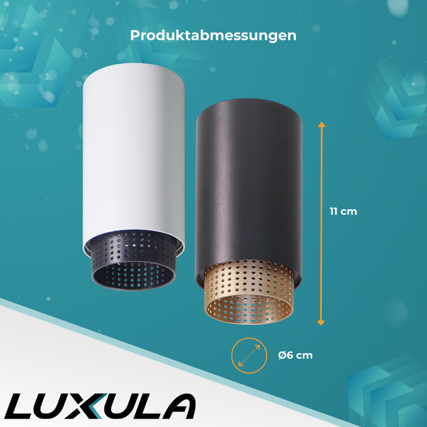 Produktabmessungen: zwei zylinderförmige Lampen, 11 cm hoch, 6 cm Durchmesser