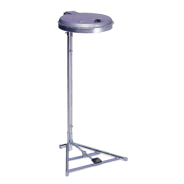 Müllsackständer aus Metall mit Deckel und Fußpedal für freihändiges Öffnen.