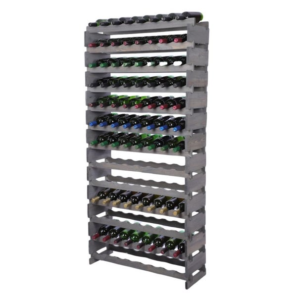 Weinregal VINOTECA FLEX PRO HxBxT 177x84x28cm 104 Flaschen auf 13 Ebenen Massives Kiefernholz Grau