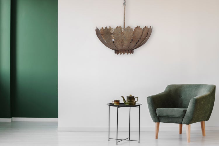 Vintage Barock Hängelampe Gold, Rustikaler Metall-Kronleuchter 81 cm | Wohnzimmer Esszimmer Leuchte