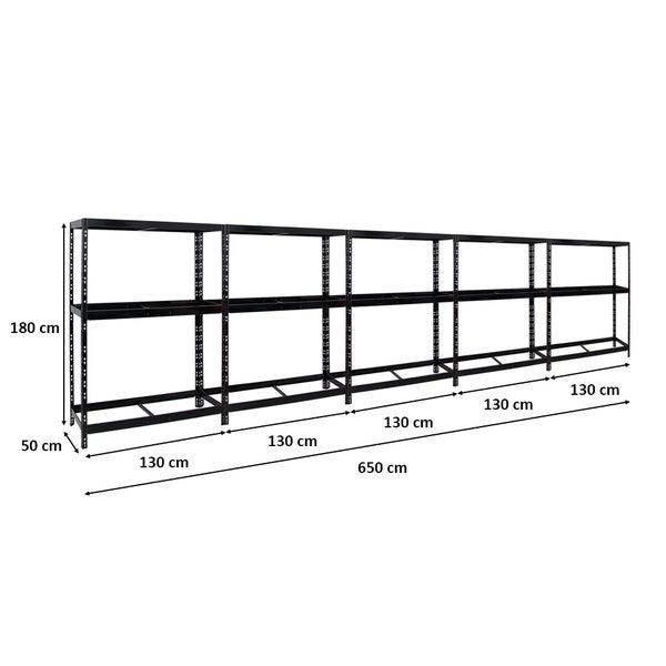 PROREGAL Mega Deal 5x Reifenregal Tiger mit Fachboden HxBxT 180 x 130 x 50 cm Bis Zu Insgesamt 60 Reifen Schwarz
